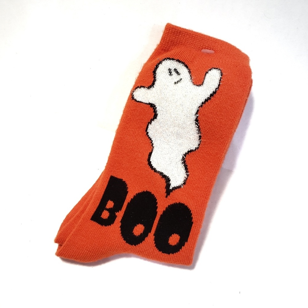 NWOT BoO Socks Ghost Halloween Orange 5-9